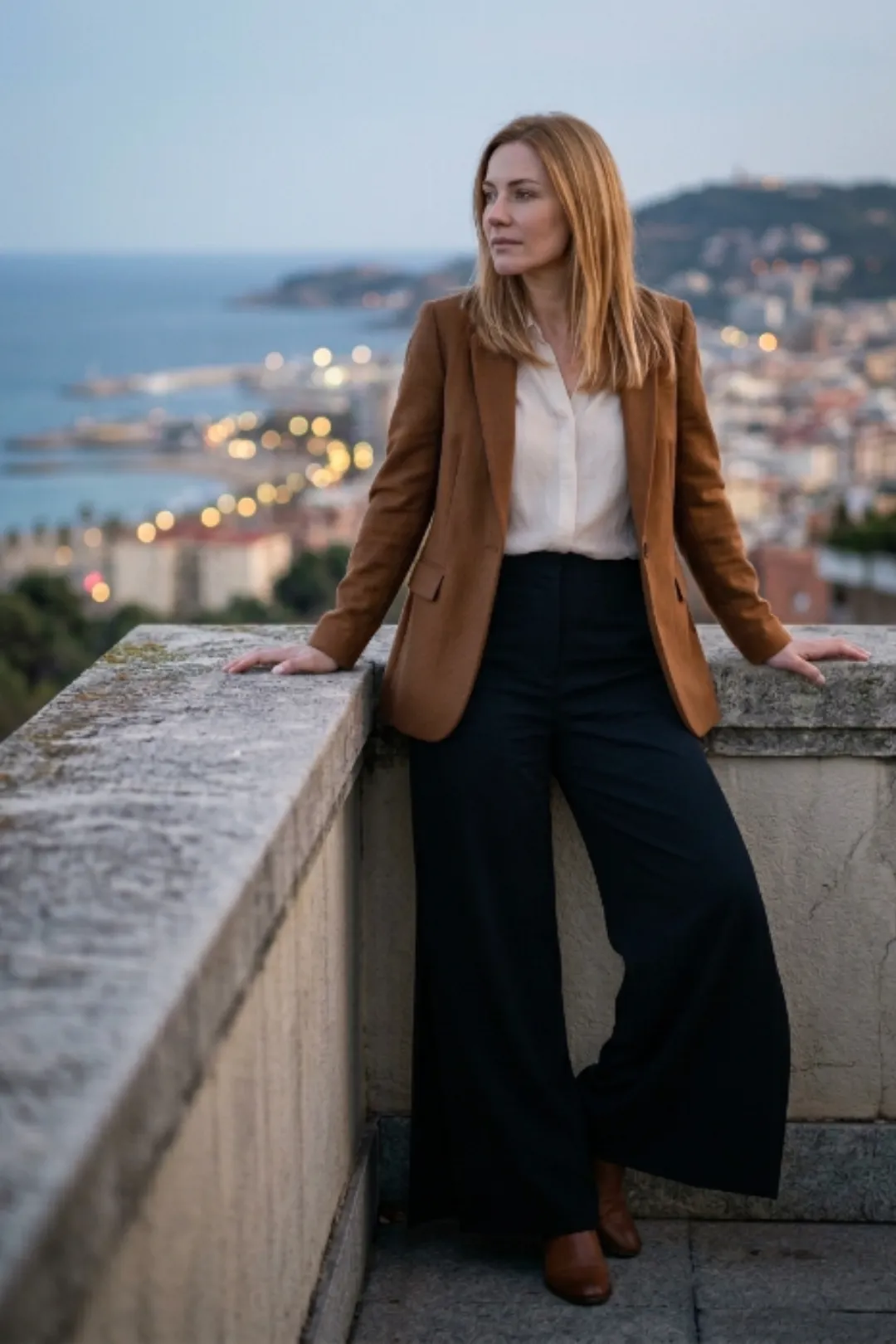 Calça pantalona feminina alfaiataria cintura alta — elegância de inverno