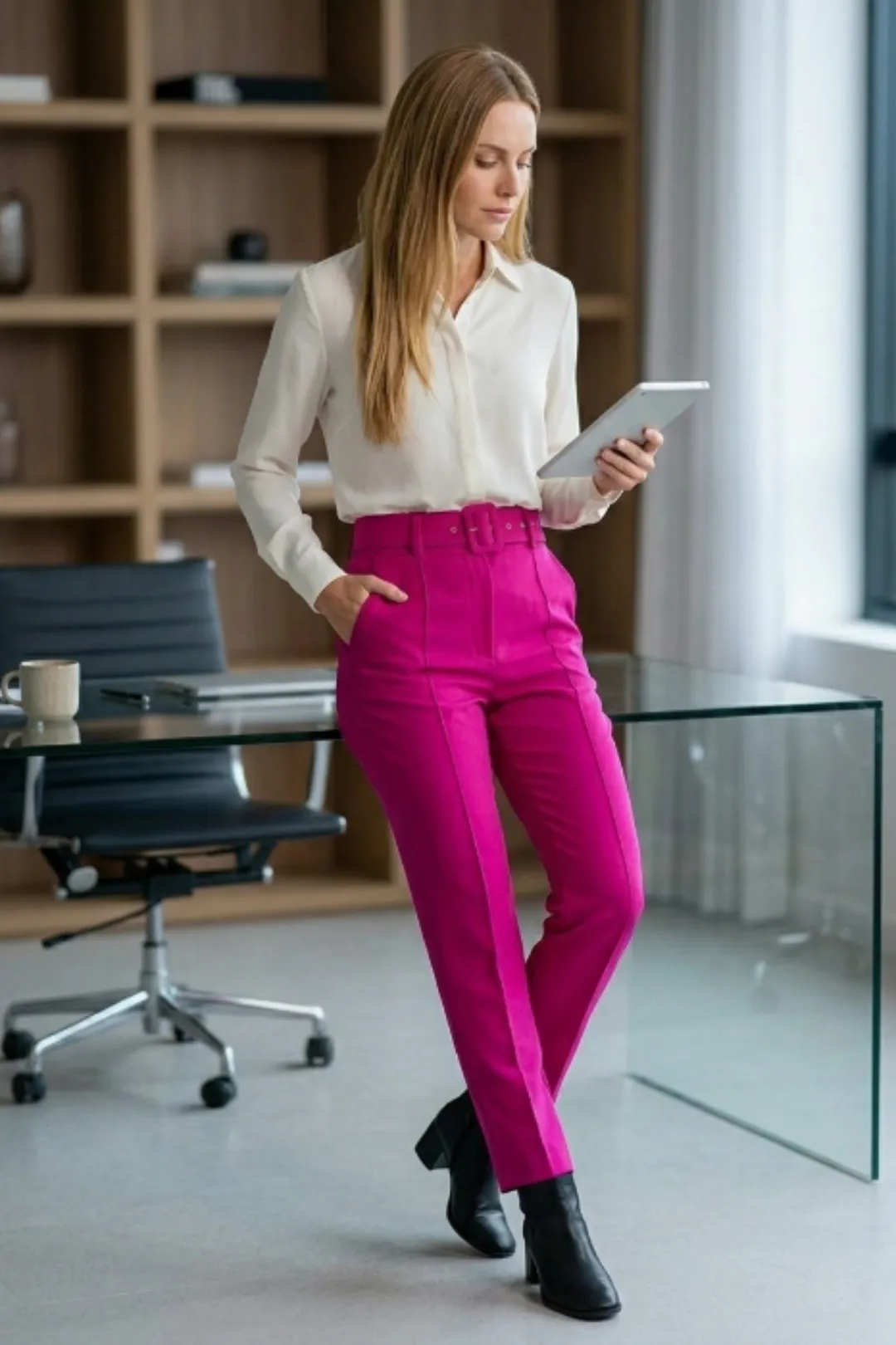 Calça pantalona bengaline feminina cintura alta — conforto e elegância